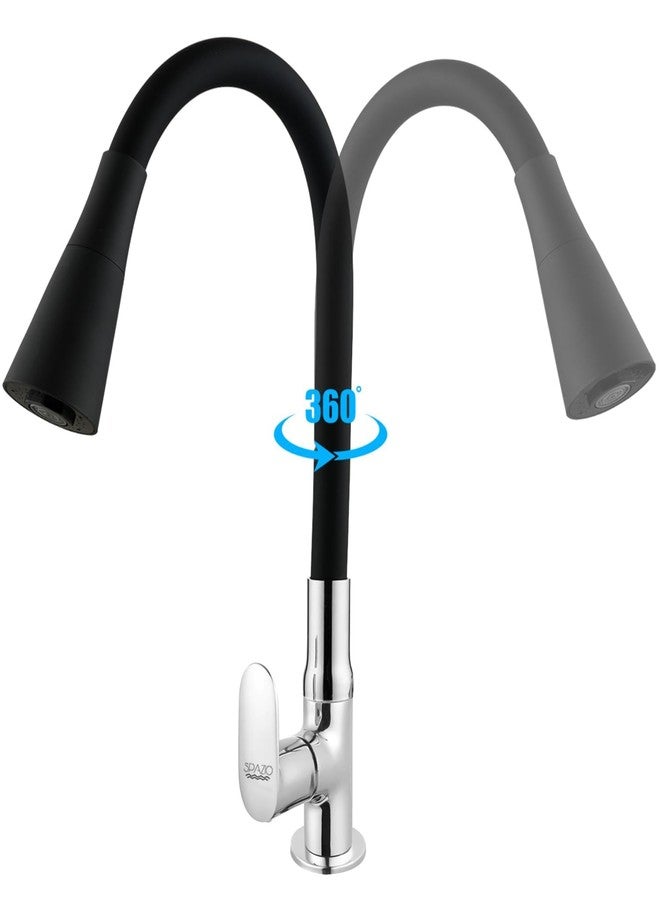 SPAZIO صنبور حوض/مغسلة من النحاس الأصفر العقيق من SPAZIO، مزود بفوهة سيليكون سوداء مرنة قابلة للدوران 360 درجة ونمط تدفق مزدوج، ماء ساخن/بارد لحوض المطبخ وحوض الغسيل، صنبور عمودي بلمسة نهائية من الكروم - Image 3